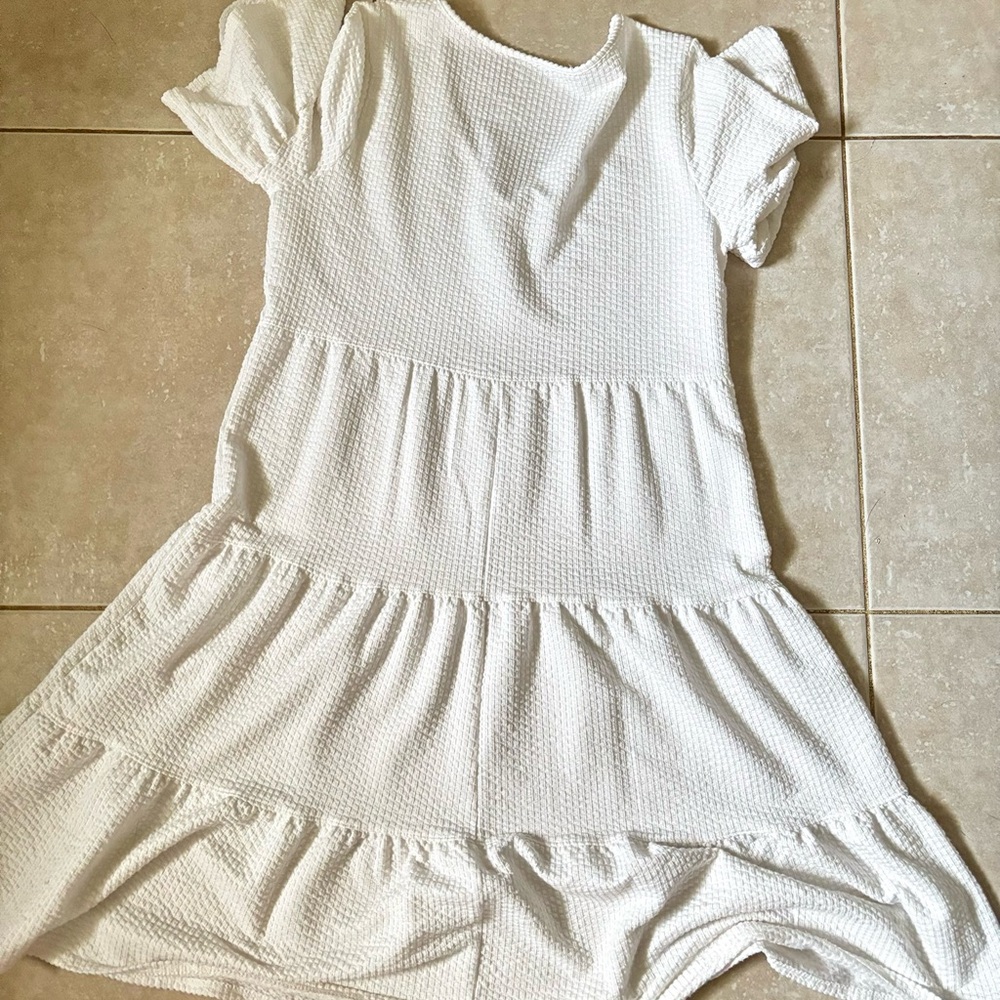 White Tiered Mid-Thigh Dress - Picture 3 of 4